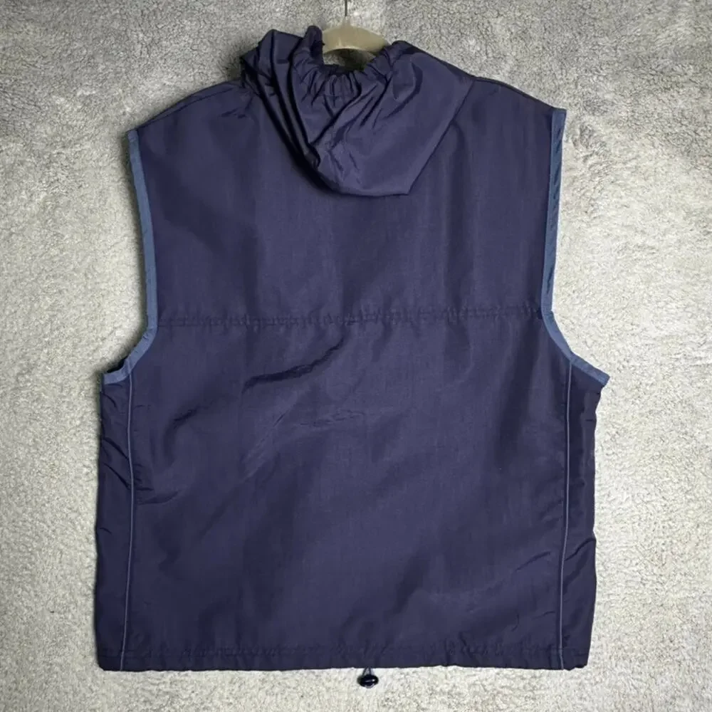 Wilson Men's Large Blue Vest Full Zip Hooded Tennis Golf Outdoor Activewear EUC